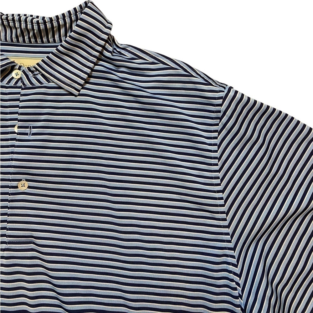 Donald Ross Polo Shirt Mens Large Blue Stripe Short Sleeve Active Polyester Golf - Picture 3 of 6